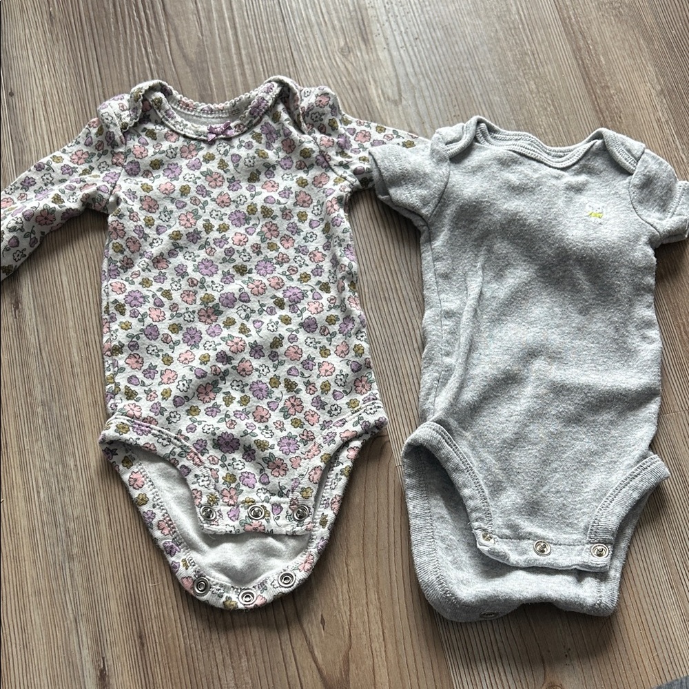 Floral and Gray Kids One Piece Set